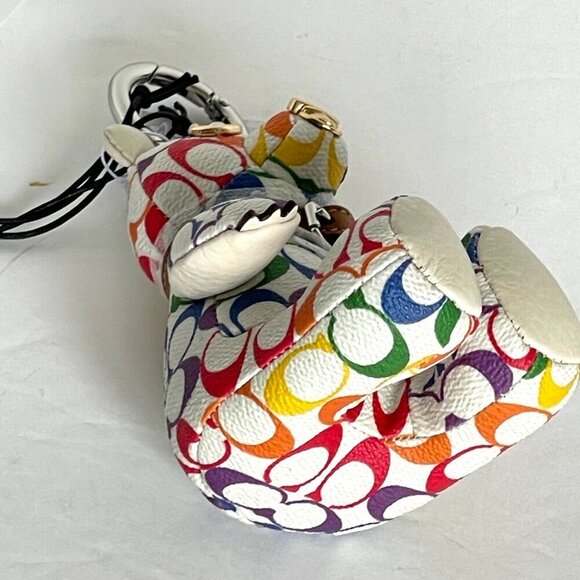 Coach Bear Rainbow Bag Charm Keychain Pride CJ953 White Signature LGBTQIA+ - Picture 6 of 8